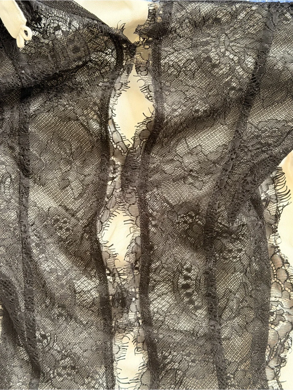 Michael Kors White Mini Dress with Black Lace Shoulders